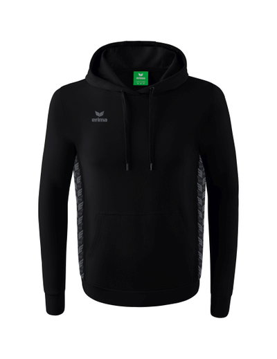 Erima Hooded Sweatshirt Essential Team Hooded Sweat (soft cotton, ribbed cuffs) black/grey Men
